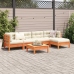 Set de sofás jardín 6 pzas con cojines madera pino marrón cera