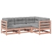 Set de sofás jardín 4 pzas con cojines madera abeto Douglas