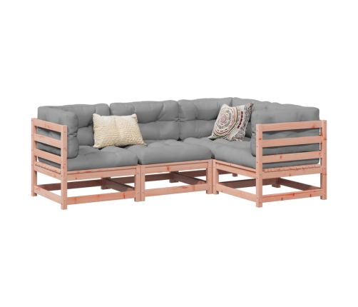 Set de sofás jardín 4 pzas con cojines madera abeto Douglas