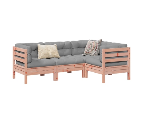 Set de sofás jardín 4 pzas con cojines madera abeto Douglas