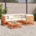 Set de sofás jardín 5 pzas con cojines madera pino marrón cera