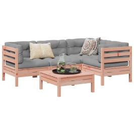 Set de sofás jardín 5 pzas con cojines madera abeto Douglas