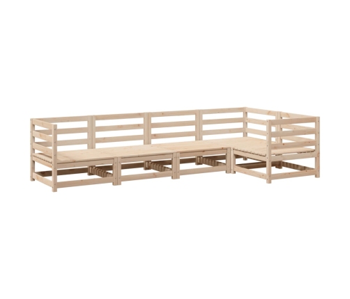 Juego de sofás de jardín 5 piezas madera maciza de pino