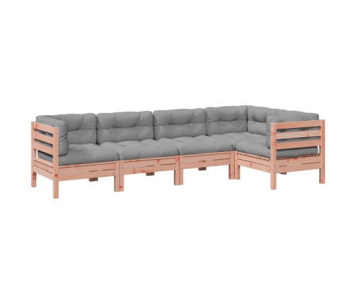 Set de sofás jardín 5 pzas con cojines madera abeto Douglas