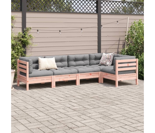Set de sofás jardín 5 pzas con cojines madera abeto Douglas