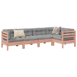 Set de sofás jardín 5 pzas con cojines madera abeto Douglas