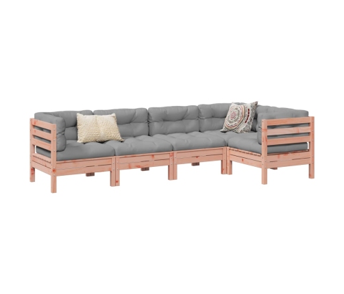 Set de sofás jardín 5 pzas con cojines madera abeto Douglas