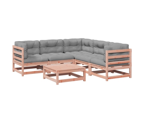 Set de sofás jardín 6 pzas con cojines madera abeto Douglas
