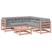 Set de sofás jardín 6 pzas con cojines madera abeto Douglas