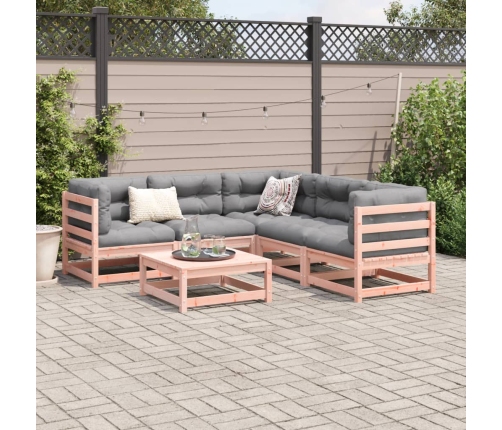 Set de sofás jardín 6 pzas con cojines madera abeto Douglas