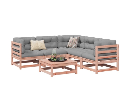 Set de sofás jardín 6 pzas con cojines madera abeto Douglas