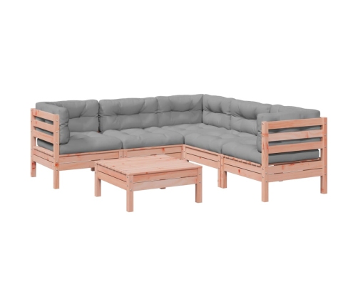 Set de sofás jardín 6 pzas con cojines madera abeto Douglas
