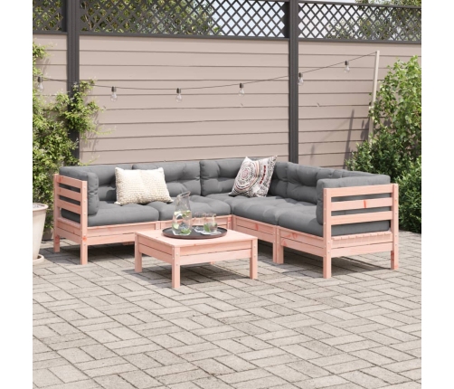 Set de sofás jardín 6 pzas con cojines madera abeto Douglas