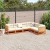 Set de sofás jardín 6 pzas con cojines madera pino marrón cera