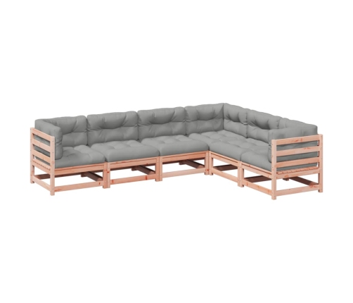 Set de sofás jardín 6 pzas con cojines madera abeto Douglas