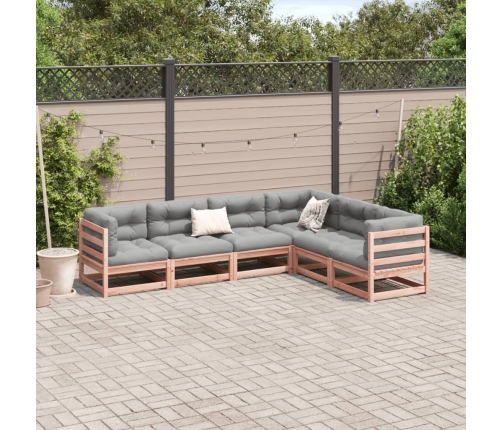 Set de sofás jardín 6 pzas con cojines madera abeto Douglas