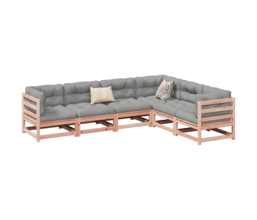 Set de sofás jardín 6 pzas con cojines madera abeto Douglas