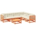 Set de sofás jardín 7 pzas con cojines madera pino marrón cera