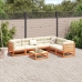 Set de sofás jardín 7 pzas con cojines madera pino marrón cera