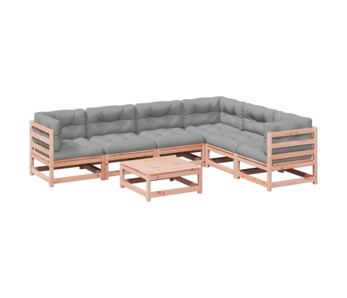Set de sofás jardín 7 pzas con cojines madera abeto Douglas