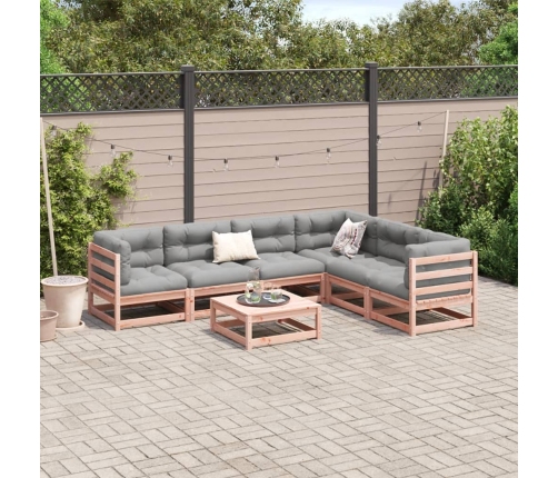 Set de sofás jardín 7 pzas con cojines madera abeto Douglas