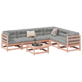 Set de sofás jardín 7 pzas con cojines madera abeto Douglas
