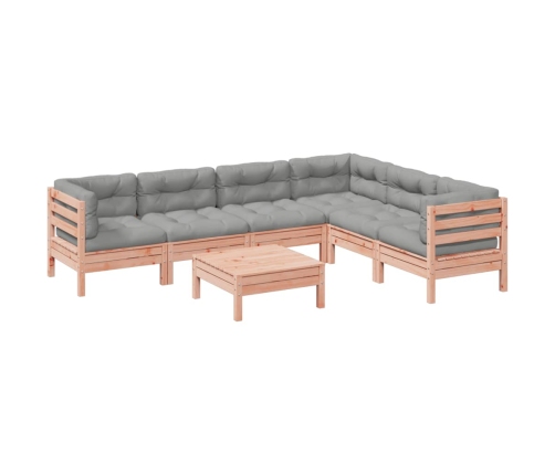 Set de sofás jardín 7 pzas con cojines madera abeto Douglas