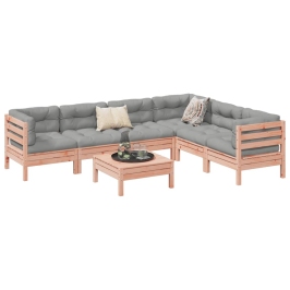 Set de sofás jardín 7 pzas con cojines madera abeto Douglas