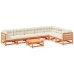 Set de sofás jardín 8 pzas con cojines madera pino marrón cera