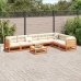 Set de sofás jardín 8 pzas con cojines madera pino marrón cera