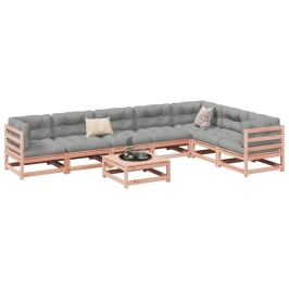 Set de sofás jardín 8 pzas con cojines madera de abeto Douglas
