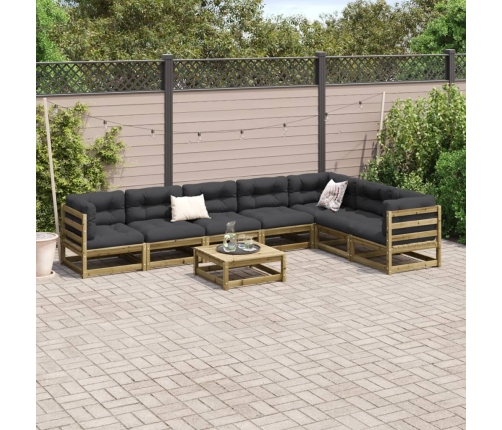 Set de sofás jardín 8 pzas con cojines madera pino impregnada