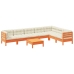 Set de sofás jardín 8 pzas con cojines madera pino marrón cera