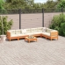 Set de sofás jardín 8 pzas con cojines madera pino marrón cera