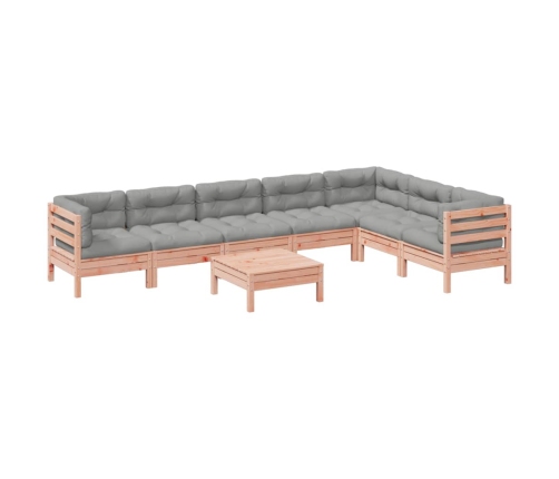 Set de sofás jardín 8 pzas con cojines madera de abeto Douglas