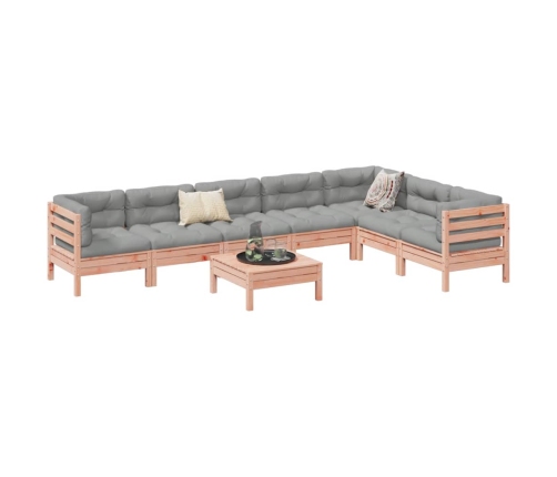Set de sofás jardín 8 pzas con cojines madera de abeto Douglas