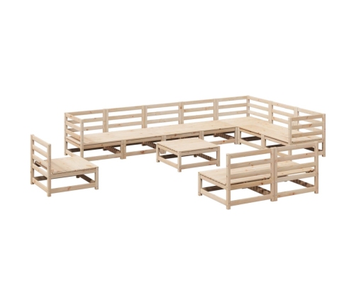 Juego de sofás de jardín 11 pzas madera maciza de pino