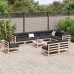 Juego de sofás de jardín 11 pzas madera maciza de pino
