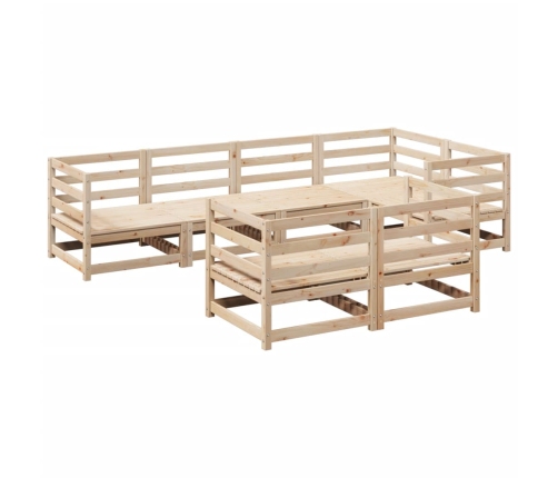 Juego de sofás de jardín 7 piezas madera maciza de pino