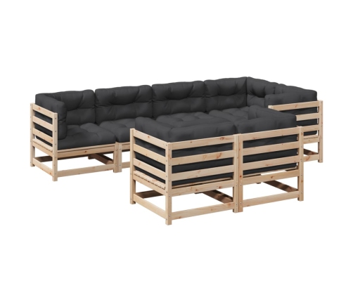 Set de sofás jardín 7 pzas con cojines madera maciza pino
