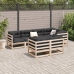 Set de sofás jardín 7 pzas con cojines madera maciza pino