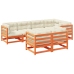 Set de sofás jardín 7 pzas con cojines madera pino marrón cera