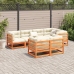 Set de sofás jardín 7 pzas con cojines madera pino marrón cera