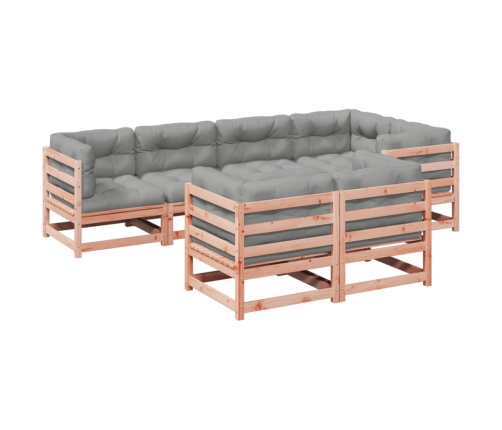 Set de sofás jardín 7 pzas con cojines madera abeto Douglas
