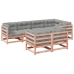 Set de sofás jardín 7 pzas con cojines madera abeto Douglas