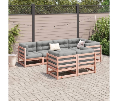 Set de sofás jardín 7 pzas con cojines madera abeto Douglas
