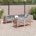 Set de sofás jardín 7 pzas con cojines madera abeto Douglas