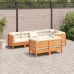 Set de sofás jardín 7 pzas con cojines madera pino marrón cera