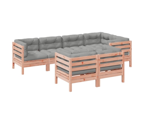 Set de sofás jardín 7 pzas con cojines madera abeto Douglas