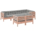 Set de sofás jardín 7 pzas con cojines madera abeto Douglas